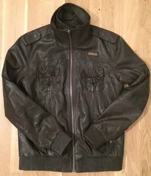 跩狗嚴選 極度乾燥 Superdry Ryan bomber Leather Jacket 牛皮 限量 真皮 皮衣 夾克 外套 縮口 合身 咖啡