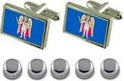 [Select Gifts] Shirt Dress Studs Kiev City Ukraine Flag Cufflinks