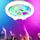 - Modern Ceiling Fan with LED Light Remote Control for Bedroom (RGB with Base)