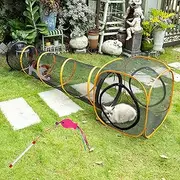 ITENT Cat Play Tunnel + Cube (Three Ways) for Indoor and Outdoor, Play House, Enclosures, Collapsible Cube, Toys Easy to Connect With Tent