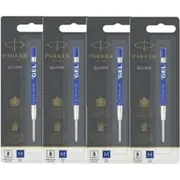 4 Pack Parker Genuine Quink Pen Refill Gel Medium Blue Nib Ink