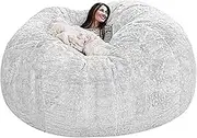 8ft Bean Bag Chair - Only Without Filling for Kids Adults, Adults Soft Stuffed Animal Storage Plush Washable for Living Room Bedroom (Color : White)