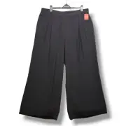 Spanx Crepe Pleated Trouser Womens 3X Black Lined High Rise Pull On Pants