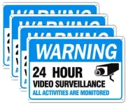 Video Surveillance Sign 4-Pack 12" x10" Security Camera Sign Reflective and W...