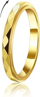 [FASHGOOD] 3mm Titanium Steel Fidget Anxiety Rings for Women Men,Wave Spinner Rings for Women,Rhombus Fidget Ring for Stess Relief,Wedding Band Ring,Silver/Rose Gold/Gold Ring,Women's Rings 5-11