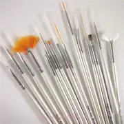 Set of 15pcs Nail Art Design Drawing Brush Painting Sable Pen Acrylic Tool