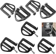 DraCra 8 Pack Webbing Hook Clip 25mm 1'' Strap Belt Buckle with Open Lock End Clasp Connector Slide Buckles Ladder Slider Replacement for Backpack Bag Molle Sewn Loop Hiking, Black
