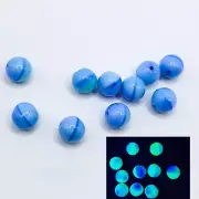 8mm Sea Blue Uranium Glass Druk Beads 10pcs Czech
