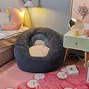 UYSOFRCV Bean Bag Sofa Cover (No Filler), Premium Cotton Canvas Chair with Zipper Sack Bean Bag Memory Foam Beanbag Replacement Cover for Kids and Adults,Blue