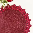 Enliven, Set of 6, Handmade beaded placemat, Red Beaded tablemat