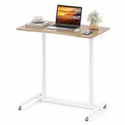 Costway Mobile Standing Desk C-Shaped Stand Desk w/Adjustable Height Computer Workstation Natural