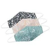 Reusable Muslin Mixed Lace Cotton Fabric Washable Fashion Face Masks Set of 3