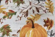 Printed Fabric Tablecloth,60"x84" Oval, PUMPKIN & COLORFUL LEAVES, HELLO FALL,NB