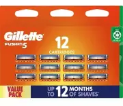 12 Pack Genuine Gillette Fusion 5 Manual Blade Cartridges *Made In Germany