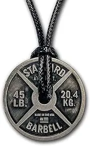 [D R DETROIT REBELS] Workout Necklace For Men – Weight Plate Necklace – Dumbbell Necklace for Savages and Rough Guys – Awesome Gym Plate Necklace – Great Present for a Sport Addict – Adjustable Leather Cord, Metal, metal