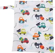 HONITANO Diaper Bag Reusable Diaper Pouch for Outdoor Use Lightweight and Durable Single Zipper with Car Pattern for Wet Nappies and Essentials