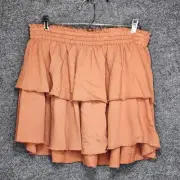NWT Aerie Weekend Ruffle Orange Mini Skirt XL Tiered Terry Peasant Elastic Waist