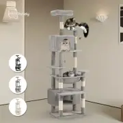Petzly Cat Tree Tower Scratching Post Scratcher Condo 180cm Beige/Dark Grey/Grey