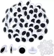 50Pcs Black Wiggle Googly Eyes Plastic Safety Eyes 23Mm round Craft Eyes with Wa