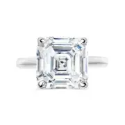 6 CT Asscher Moissanite Four Claw Prong Solitaire Engagement Ring 14K White Gold