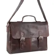 Pierre Cardin Rustic Leather Computer/Messenger Carry On Bag - Dark Chocolate