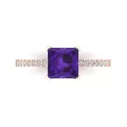 1.66 Princess Real Amethyst Promise Bridal Wedding Designer Ring 14k Rose Gold