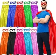 D.Q.Z Adults Superhero Capes and Masks Bulk for Women Men Super Hero Costumes Halloweem Spirit Day Party Favors, 10 Pack