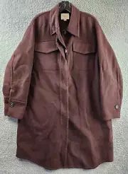 Vince Double Wool Point Collar Coat Women's L Hickory Brown Flap Pockets L/S