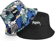 [AYPOW] Unisex XXL Reversible Fisherman Hat, Fashion Big Size Wide Brim Cotton Outdoor Sun Hat, Foldable Fishing Cap Bucket Hat Beach Outdoor Travel Men Women 54-65