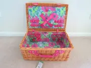 Lilly Pulitzer Large Wicker Picnic Basket Bloomin Cacoonin NWT