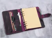 A5 loose leaf Writing note Notebook Retro Diary Notepad cow leather purple Q401