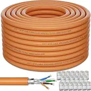 Cat 7 Outdoor Ethernet Cable 328ft/100M (20 RJ45), Cat7 SFTP Triple Shielded Ethernet Cable Bulk, Heavy Duty, 10Gbps 600MHz, UV Resistant, Waterproof & Direct Burial - Outdoor LAN Cable for Networking