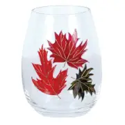 Falling Leaves Stemless Wine Glass Handpainted 20 Ounces