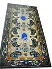 Black Marble Dining Table Top Unique Art Inlay Work Conference Table for Office