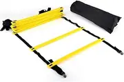 Pace Training, 12 Ladder Pace Training Software Square Corner Belt Bag Adjustable Flat Rungs 6m for Football Soccer Sports. Comes with Cones