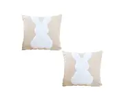 SOGA 2X 45cm Throw Pillow Light Tan Square Cushion with Soft White Rabbit Design Decorative Home Decor