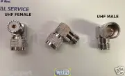 Adapter 90° UHF plug male PL259 - SO239 female jack connector right angle M/F US
