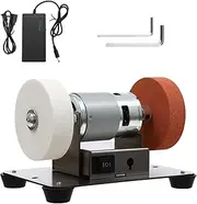 Electric Benchtop Sander, 96W Bench Grinder with 7 Gear Variable Speed, Small Table Grinder with 2 Grinding Wheels, Belt Sander for Woodworking, Metal Working and Jewelry Making