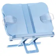 Book Stand for Reading, Plastic Book Holder with Page Clips for Textbook Blue