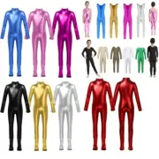 Kids Girls Shiny Ballet Dance Leotard Jumpsuits Gymnastics Unitards Dancewear