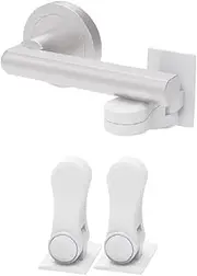 Inaya Child Proof Door Lever Lock - Door Handle Lock - 3M Adhesive - Minimalist Design - No Drilling Child Safety Door Handle Locks (2 Pack)