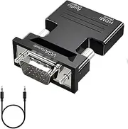 HDMI to VGA Adapter with 3.5mm Audio Jack: HDMI Female to VGA Male Converter for Full HD 1080P Output - HDMI to VGA Cable for Monitor, TV, Xbox, 360, PS4 and Laptop - For Home and Office Use