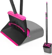 JEHONN Broom with Dustpan Combo Set, Long Handle Lightweight Indoor Broom Set...