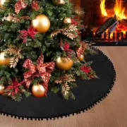 Christmas Tree Skirt Black Christmas Tree Skirt 48 inches Soft Double Layer B...