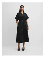 [Country Road] Self Stripe Darted Dress in Black