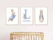 [Namly Design] Posters - Rabbit / Blue / Personalised / Set of 3