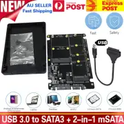 USB 3.0 to SATA3 Cable With 2 in 1 mSATA + M.2 SSD to SATA3 Combo Adapter Case