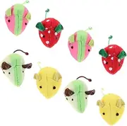 HOMOBABE 8pcs Catnip Mouse Shaped for Cats Cartoon Chewing Interactive Teething Chew for Kittens Includes Strawberry Watermelon Kiwi Lemon