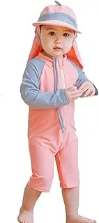 [Best for All] Baby Boys Girls Swimsuit Dinosaur Rash Guard Sun Protection Set Kids One Piece Zipper Bathing Suit Swimwear with Hat