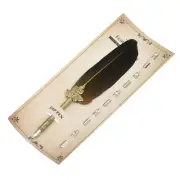 Feather Pen 9.4 Inch Quill Pen with 5 Pcs Replacement Nibs Brown